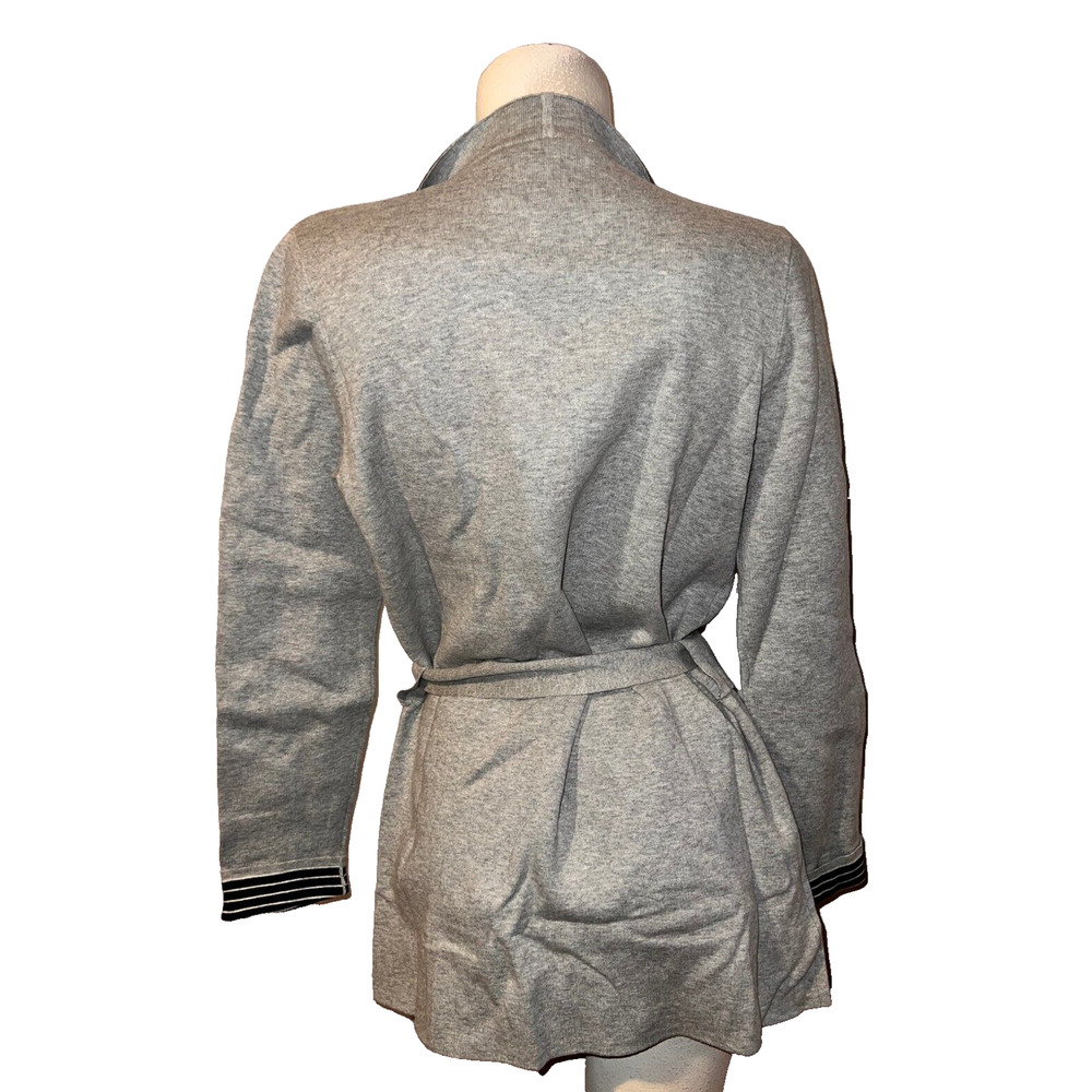 New Ann Taylor LOFT Jacket Size M Gray Cotton Blend Belted LS Blazer Cardigan - Picture 5 of 7